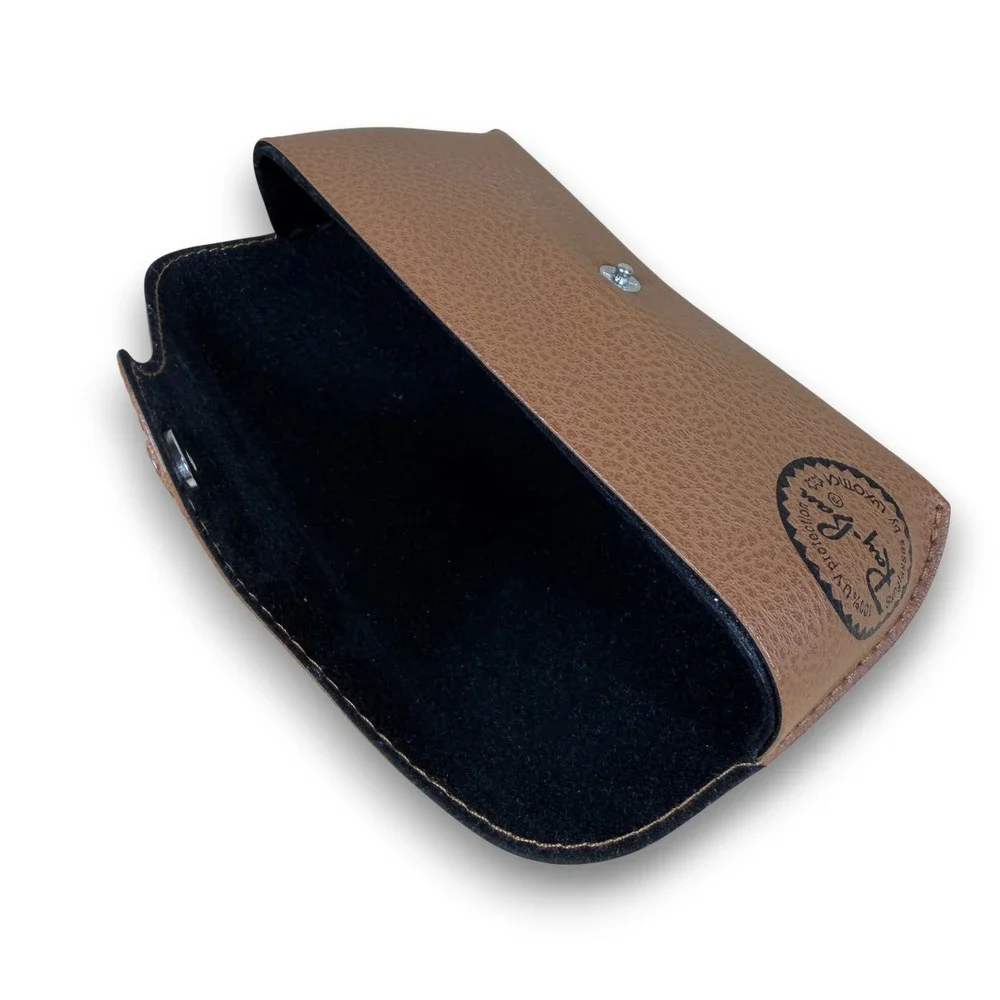 Vintage Ray Ban Brown Faux Leather Snap Button Sunglass‎ Case Eyeglass Holder